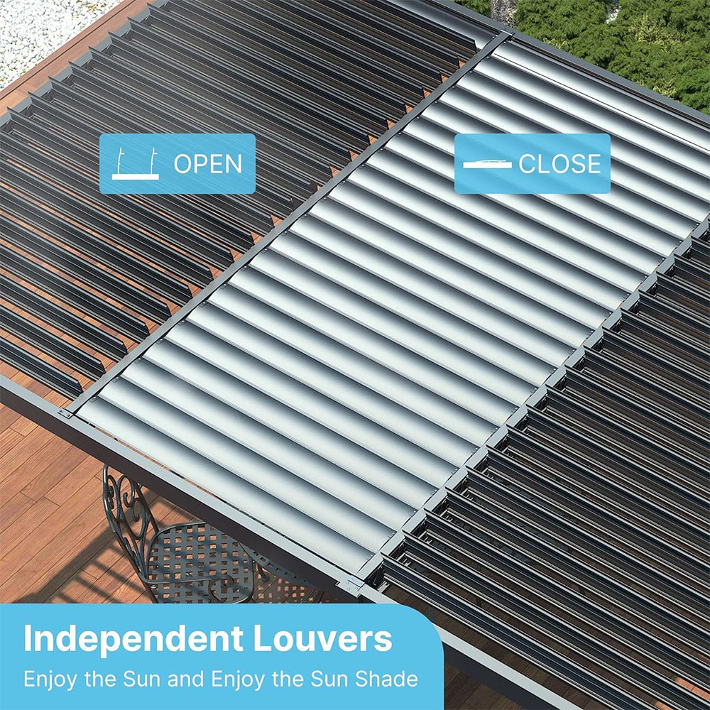 [10x19FT] Premium Full Aluminum Patio Outdoor Louvered Pergola With Adjustable Hardtop Roof (94186352)