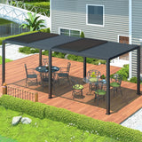 [10x19FT] Premium Full Aluminum Patio Outdoor Louvered Pergola With Adjustable Hardtop Roof (94186352)