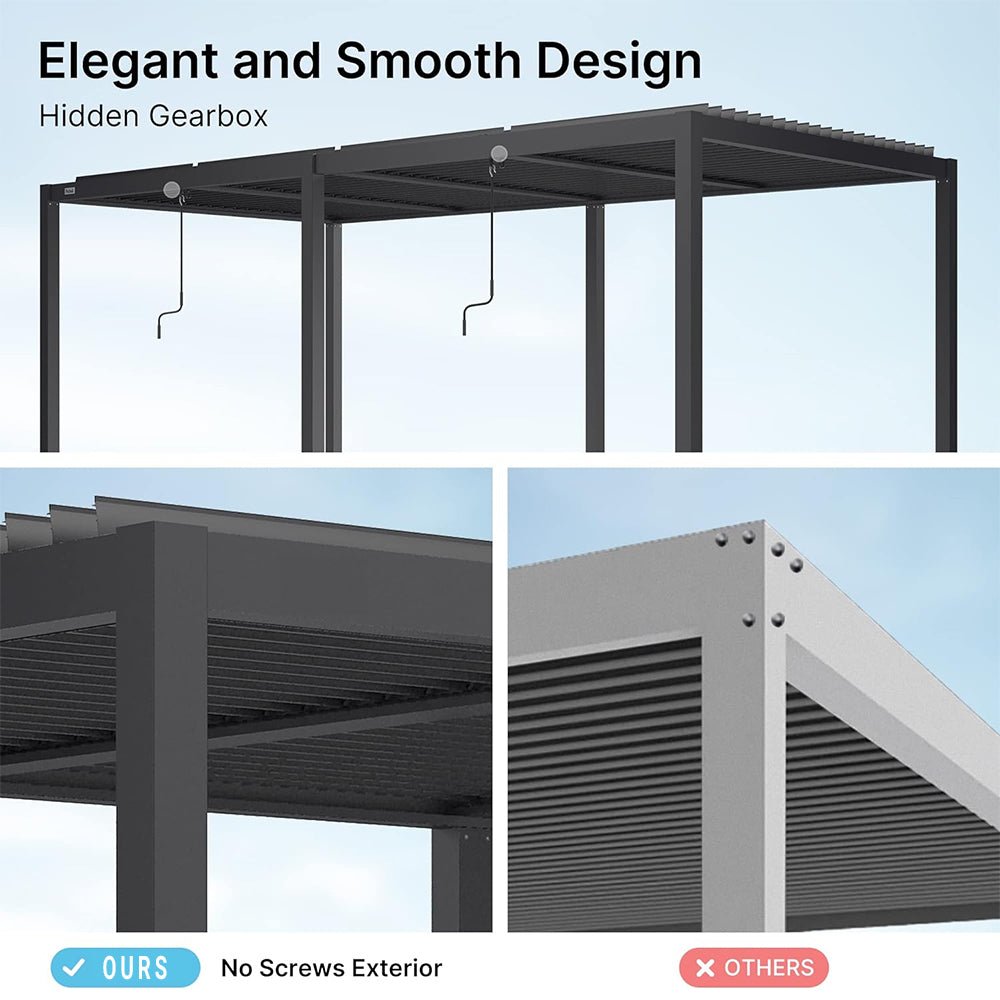 [10x19FT] Premium Full Aluminum Patio Outdoor Louvered Pergola With Adjustable Hardtop Roof (94186352)