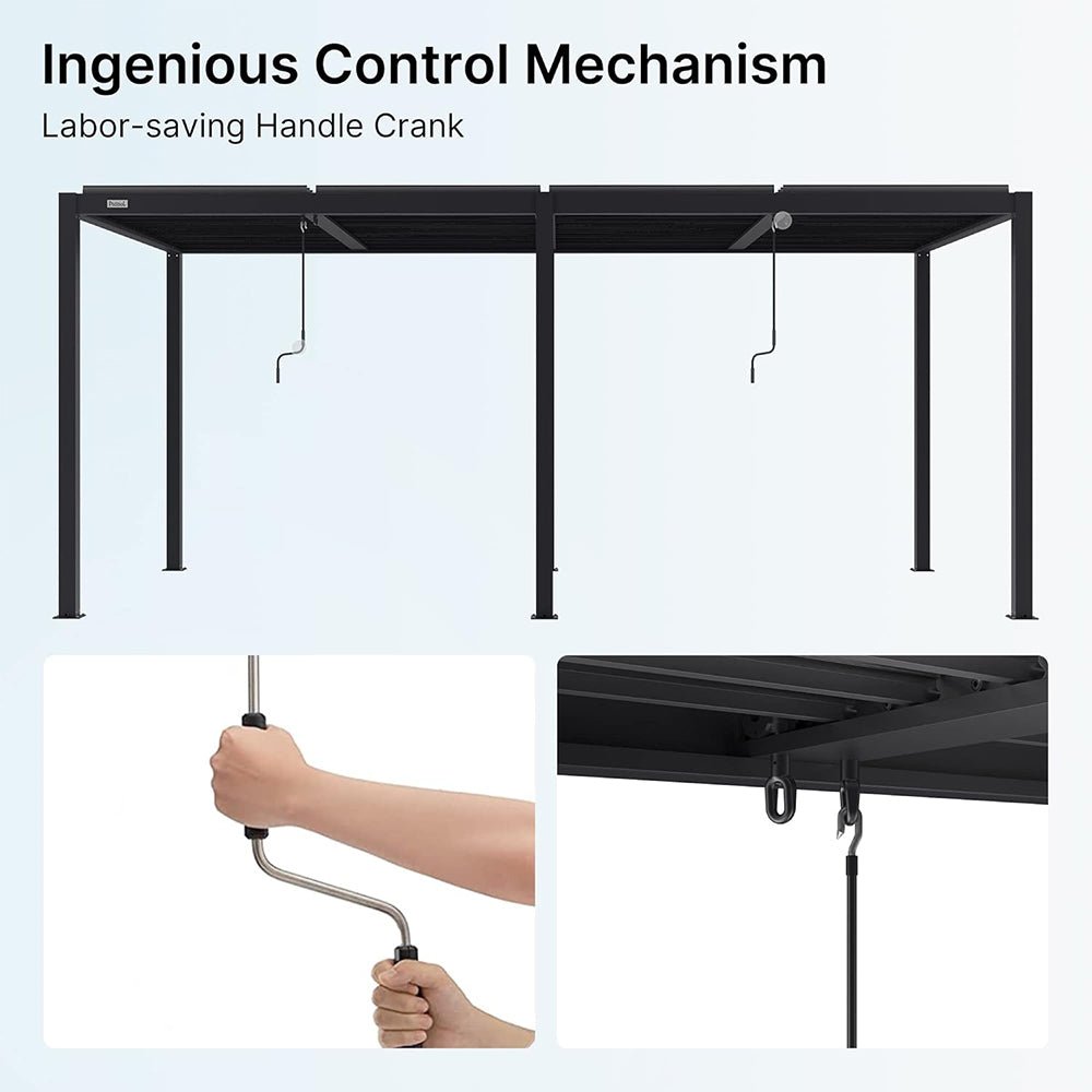 [10x19FT] Premium Full Aluminum Patio Outdoor Louvered Pergola With Adjustable Hardtop Roof (94186352)