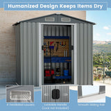 Premium Garden Galvanized Steel Storage Shed W/ Lockable Sliding Doors, 6x4' (93175842)