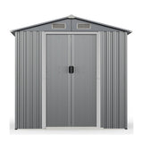 Premium Garden Galvanized Steel Storage Shed W/ Lockable Sliding Doors, 6x4' (93175842)