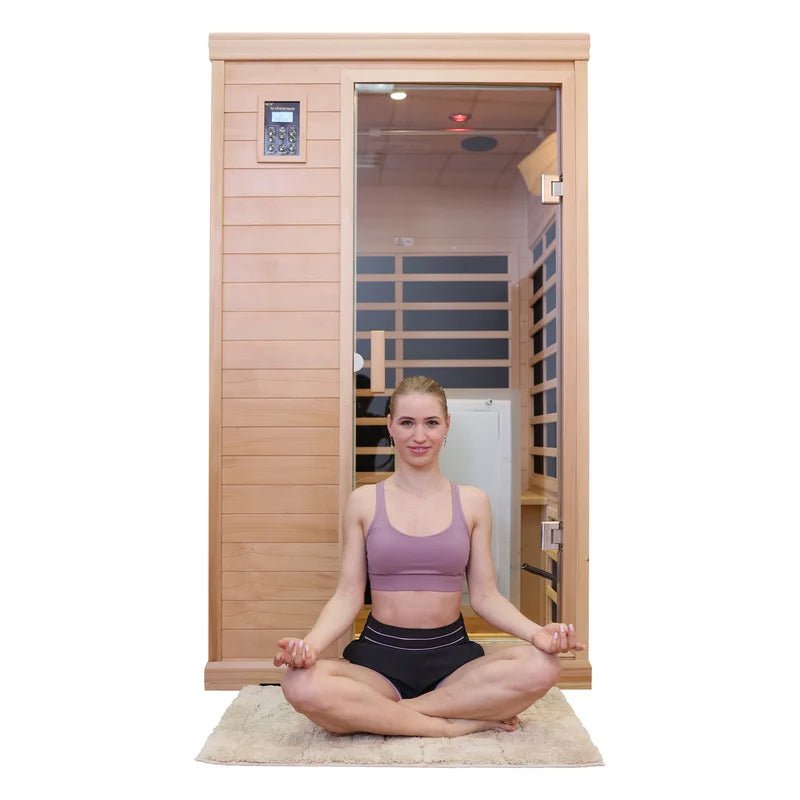 Premium Hemlock Wood Two Person FAR Infrared Sauna Room W/ Glass Door, 1750W (96081525)