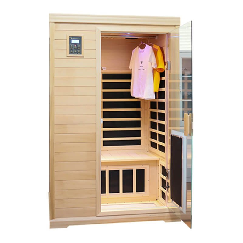 Premium Hemlock Wood Two Person FAR Infrared Sauna Room W/ Glass Door, 1750W (96081525)