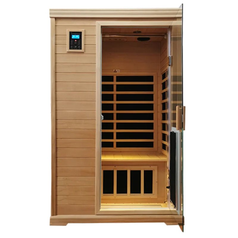 Premium Hemlock Wood Two Person FAR Infrared Sauna Room W/ Glass Door, 1750W (96081525)
