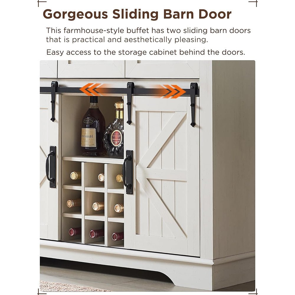 Premium Home Bar Wine Cabinet W/ Sliding Barn Door, 72" (97631842)