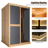 Premium Large 2-Person V-Shaped FAR Infrared Sauna Room With Double Glass Doors, 1980W (96413572)