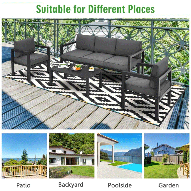 Premium Outdoor Aluminum Furniture Set For Backyard & Poolside, 4PCS