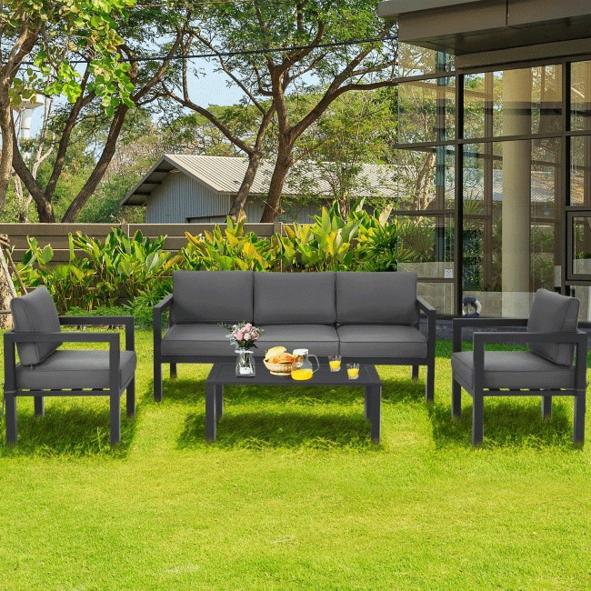 Premium Outdoor Aluminum Furniture Set For Backyard & Poolside, 4PCS