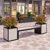 Premium Outdoor Commercial Wooden Park Bench With Steel Frame And Planters For Patios