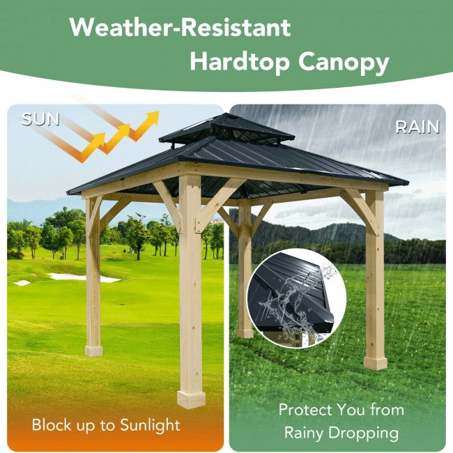 [10x10FT] Premium Outdoor Patio Hardtop Gazebo W/ Double Steel Roof (91201291)