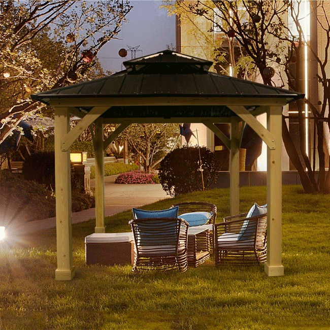 [10x10FT] Premium Outdoor Patio Hardtop Gazebo W/ Double Steel Roof (91201291)