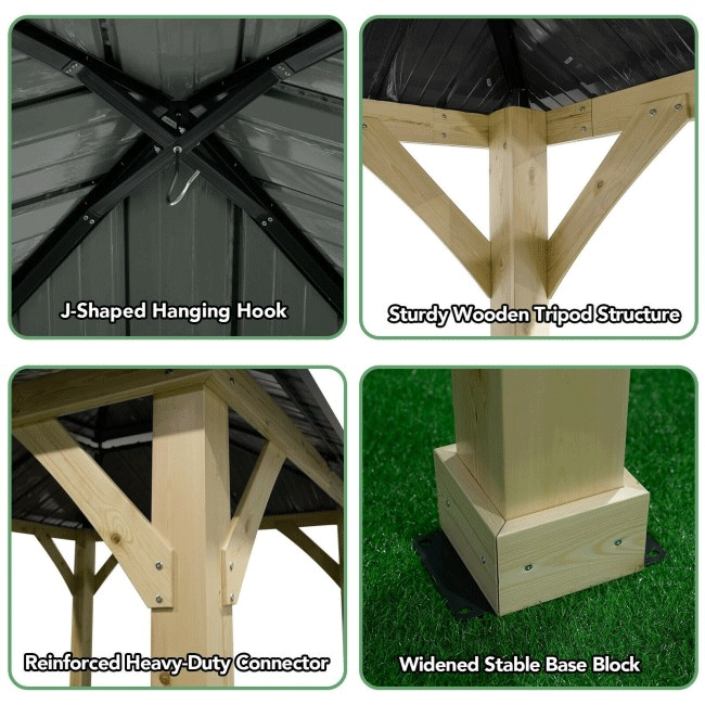 [10x10FT] Premium Outdoor Patio Hardtop Gazebo W/ Double Steel Roof (91201291)