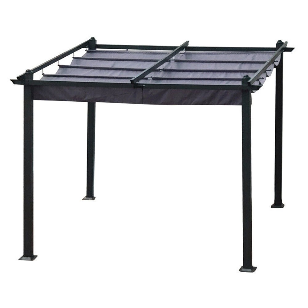 [10x10FT] Premium Outdoor Patio Retractable Pergola Sun Shelter With Canopy (93145726)