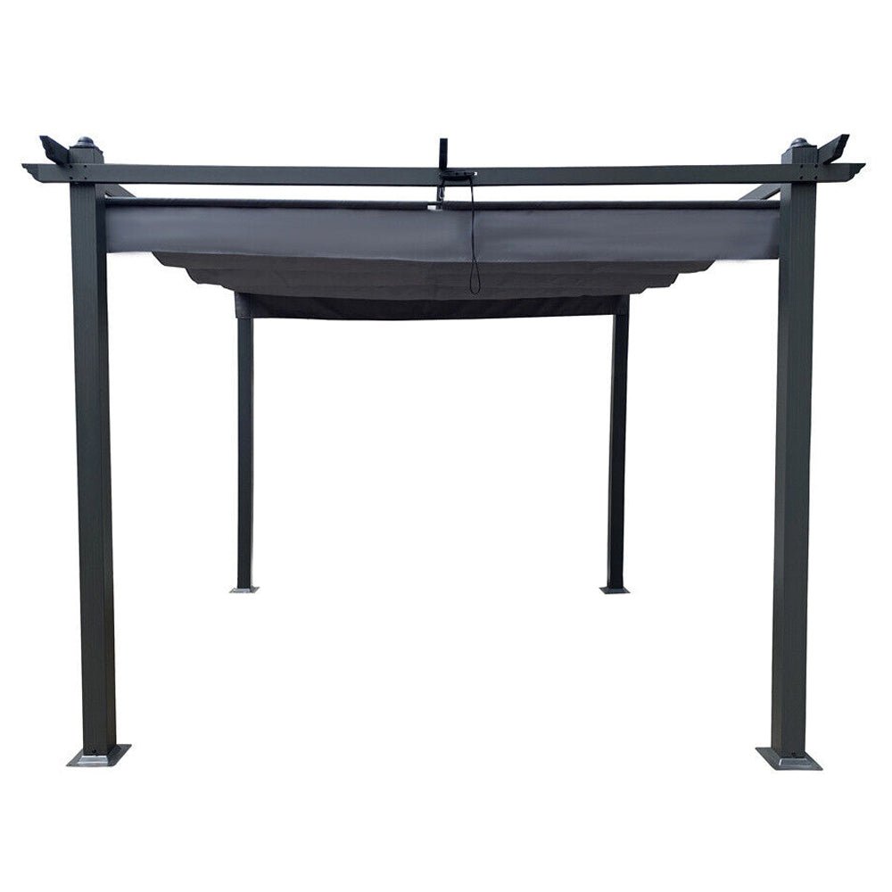 [10x10FT] Premium Outdoor Patio Retractable Pergola Sun Shelter With Canopy (93145726)
