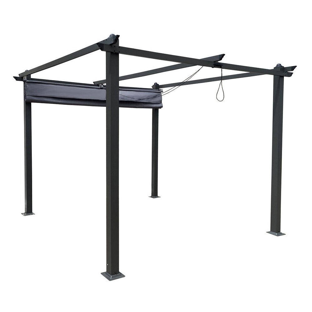 [10x10FT] Premium Outdoor Patio Retractable Pergola Sun Shelter With Canopy (93145726)