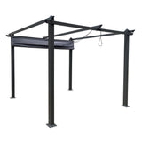 [10x10FT] Premium Outdoor Patio Retractable Pergola Sun Shelter With Canopy (93145726)