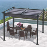 [10x10FT] Premium Outdoor Patio Retractable Pergola Sun Shelter With Canopy (93145726)