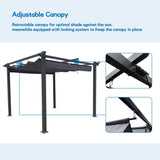[10x10FT] Premium Outdoor Patio Retractable Pergola Sun Shelter With Canopy (93145726)