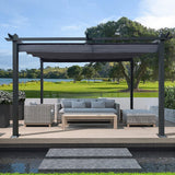 [10x13FT] Premium Outdoor Patio Retractable Pergola With Canopy (97201864)