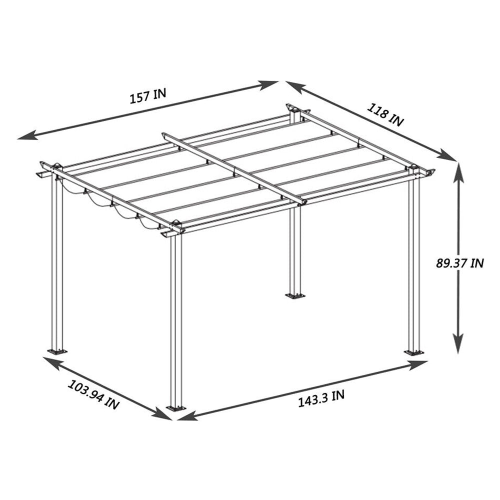 [10x13FT] Premium Outdoor Patio Retractable Pergola With Canopy (97201864)