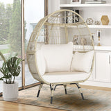 Premium Oversized Rattan Patio Egg Lounge Chair Basket With Cushions, 57" (95761284)