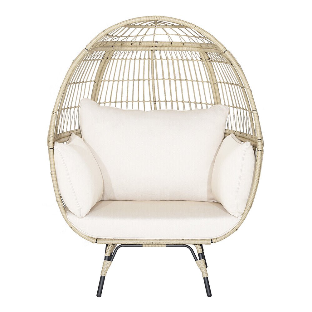 Premium Oversized Rattan Patio Egg Lounge Chair Basket With Cushions, 57" (95761284)