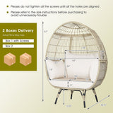 Premium Oversized Rattan Patio Egg Lounge Chair Basket With Cushions, 57" (95761284)