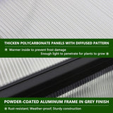 [06x12FT] Premium Polycarbonate Gray Walk-In Greenhouse Kit With Adjustable Vent And Lockable Door (97135264)