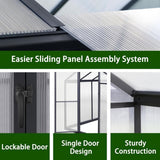 [06x12FT] Premium Polycarbonate Gray Walk-In Greenhouse Kit With Adjustable Vent And Lockable Door (97135264)