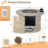 Premium Round Outdoor Propane Patio Gas Fire Pit Table W/ Lava Rock & Cover, 36" (98524173)