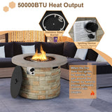Premium Round Outdoor Propane Patio Gas Fire Pit Table W/ Lava Rock & Cover, 36" (98524173)