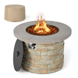 Premium Round Outdoor Propane Patio Gas Fire Pit Table W/ Lava Rock & Cover, 36" (98524173)