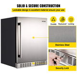 Premium Single Door Stainless Steel Built-In Wine Beverage Undercounter Refrigerator, 5.3 Cu.Ft.