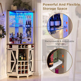 Premium Tall Corner Wine Bar Storage Cabinet W/ Bar Door And LED Lights, 72" (97316452)
