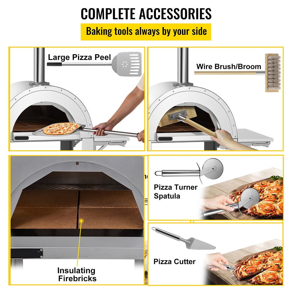 Premium Wood-Fired Stainless Steel Artisan Pizza Oven Maker With Wheels, 32 Inch (91357462)