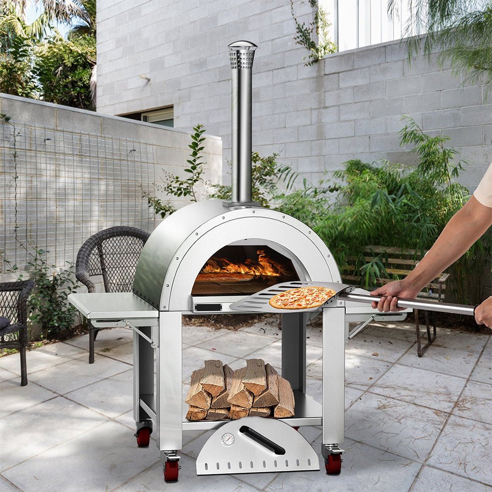 Premium Wood-Fired Stainless Steel Artisan Pizza Oven Maker With Wheels, 32 Inch (91357462)