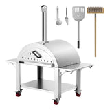 Premium Wood-Fired Stainless Steel Artisan Pizza Oven Maker With Wheels, 46 Inch