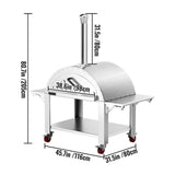 Premium Wood-Fired Stainless Steel Artisan Pizza Oven Maker With Wheels, 46 Inch