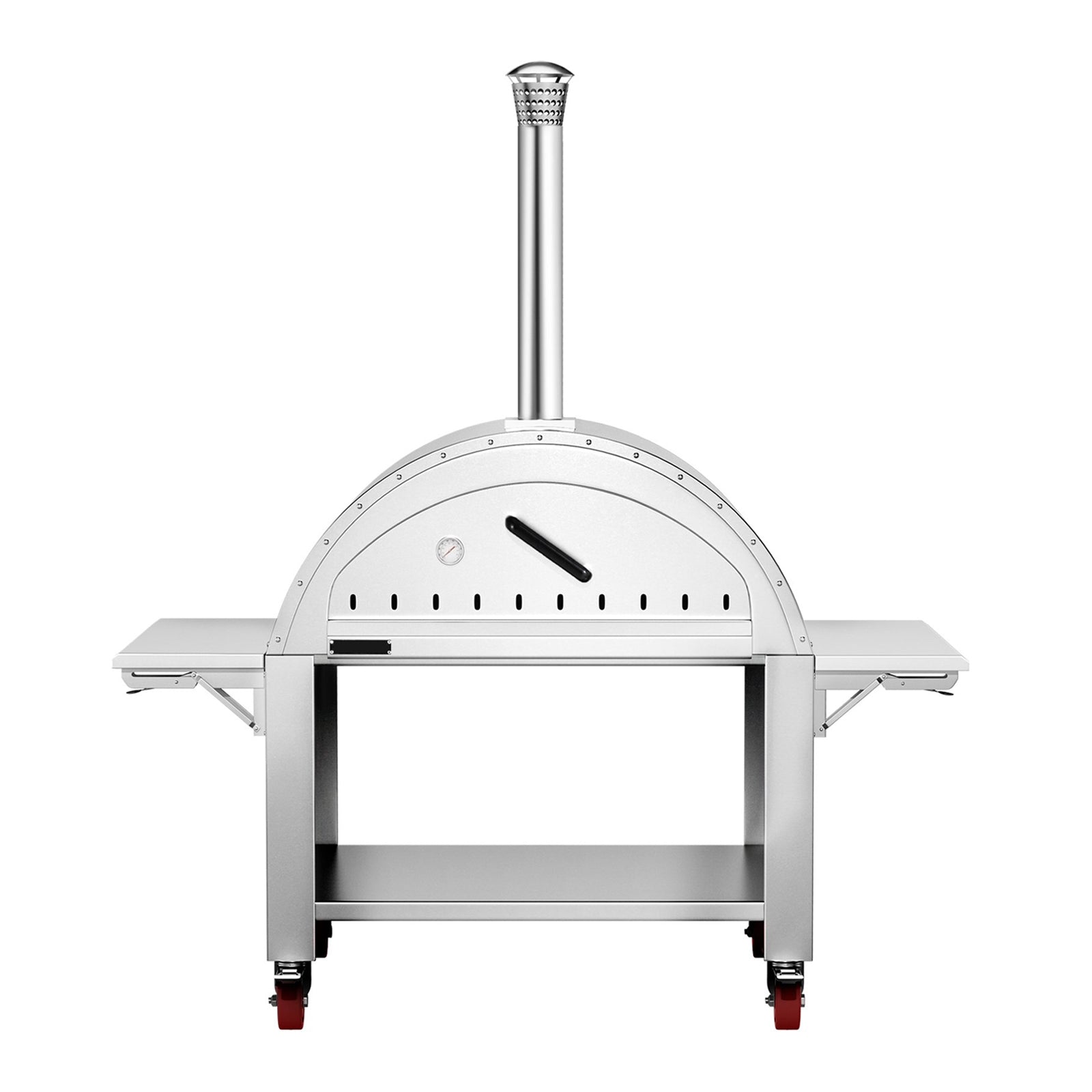 Premium Wood-Fired Stainless Steel Artisan Pizza Oven Maker With Wheels, 46 Inch