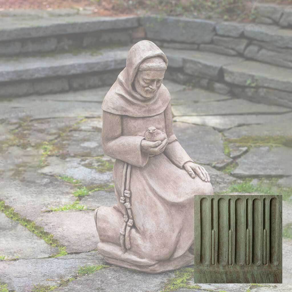 Campania Kneeling St. Francis w/ Bird Garden Statue - R-116