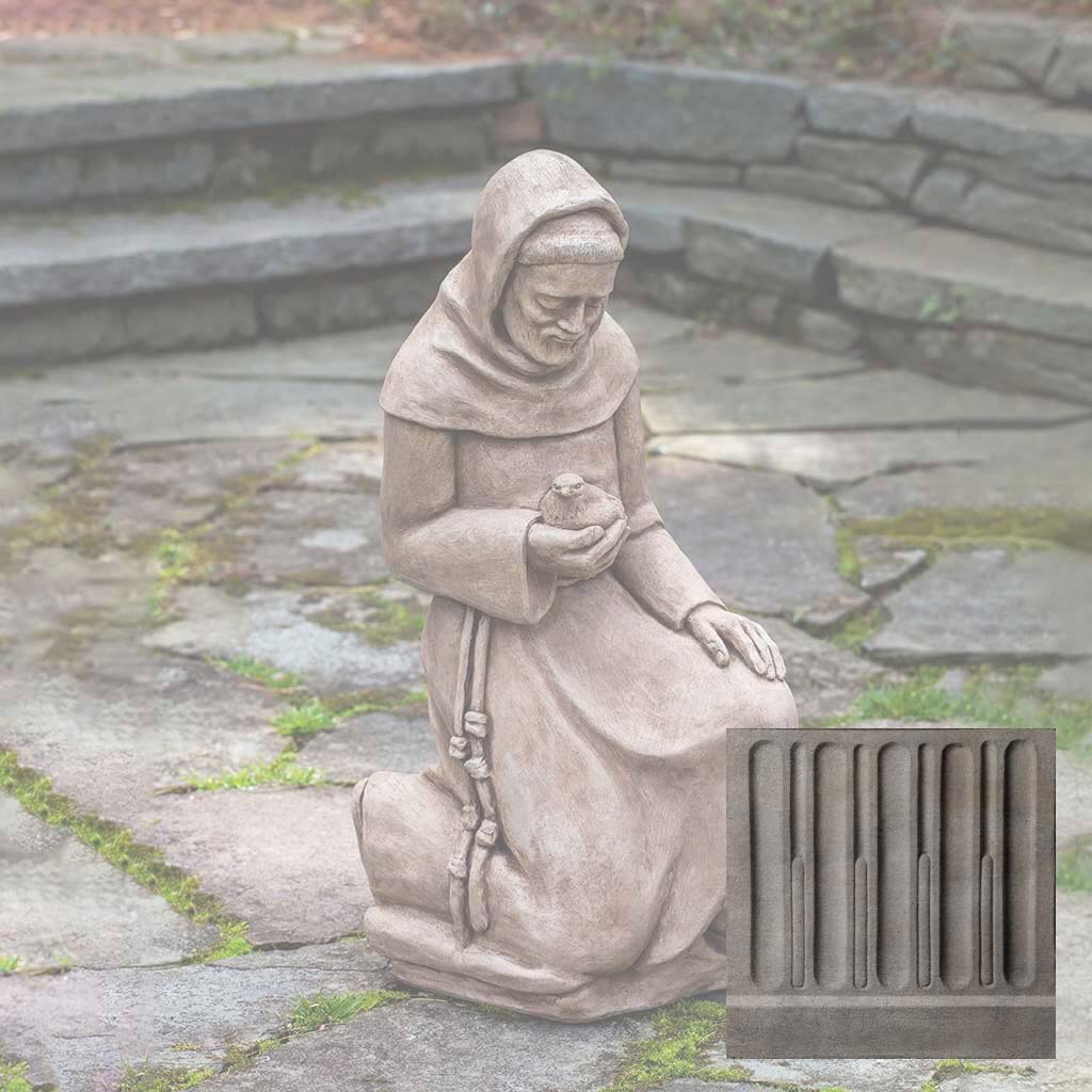 Campania Kneeling St. Francis w/ Bird Garden Statue - R-116