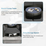 Large Premium Rattan Wicker Circular Patio Sofa Set With Tempered Glass Coffee Table And 6 Pillows