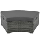 Large Premium Rattan Wicker Circular Patio Sofa Set With Tempered Glass Coffee Table And 6 Pillows