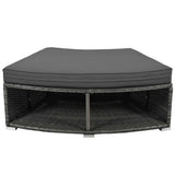 Large Premium Rattan Wicker Circular Patio Sofa Set With Tempered Glass Coffee Table And 6 Pillows