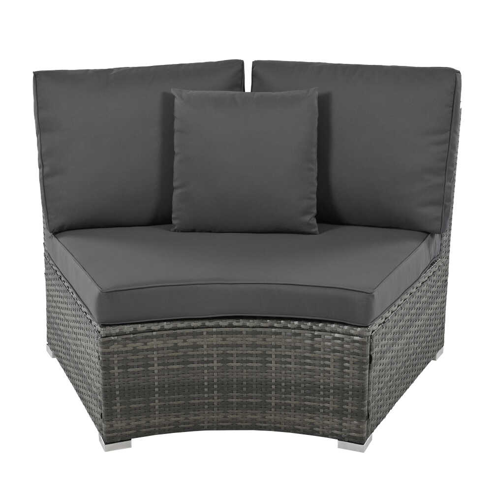 Large Premium Rattan Wicker Circular Patio Sofa Set With Tempered Glass Coffee Table And 6 Pillows