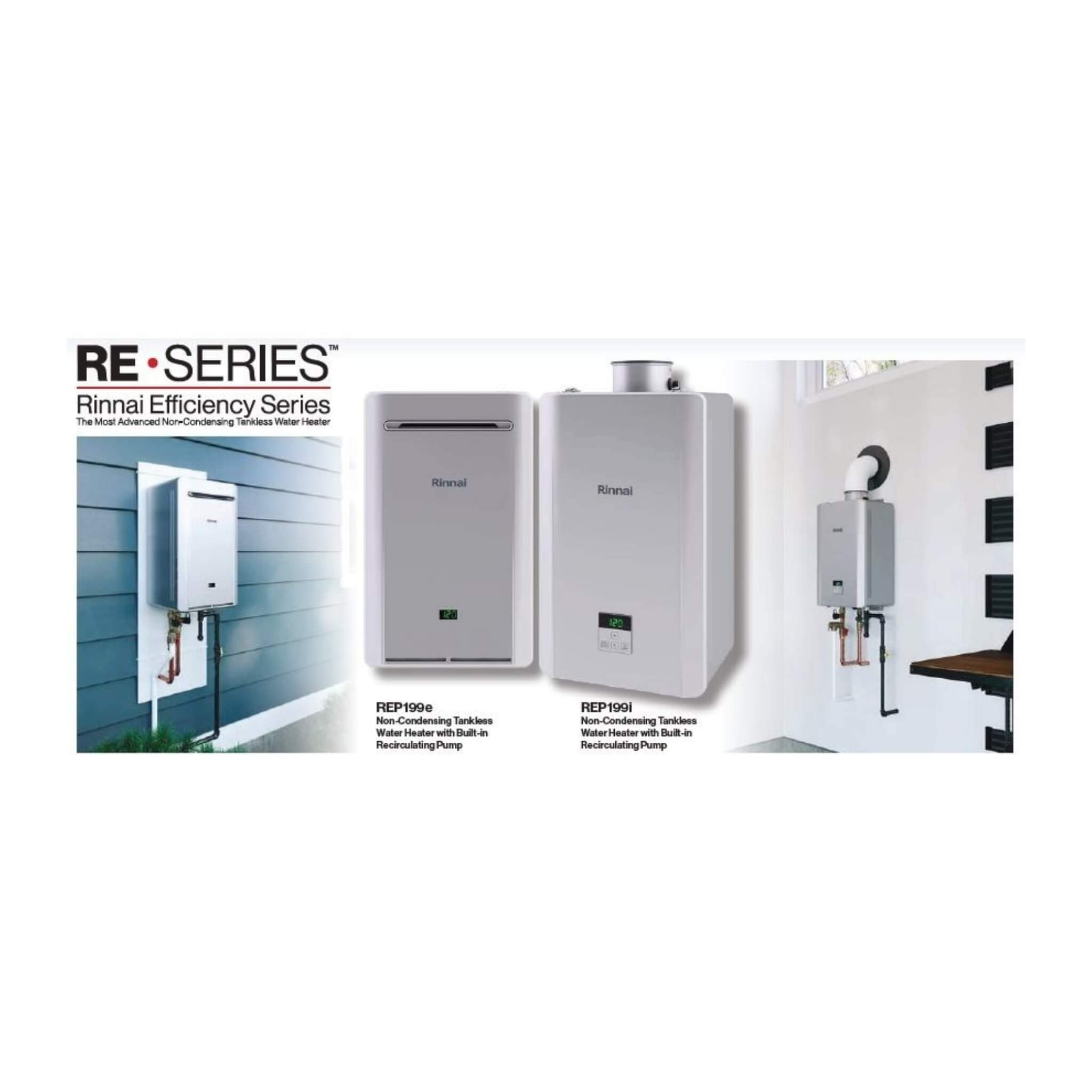 Rinnai 9.8 GPM 199K BTU  Non Condensing Indoor Liquid Propane Tankless Water Heater [351-RE199IP]
