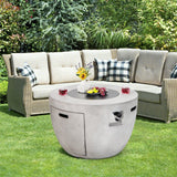 Round 50000 BTU Concrete Propane Fire Pit Table With Lava Rocks & PVC Cover, 36"