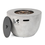 Round 50000 BTU Concrete Propane Fire Pit Table With Lava Rocks & PVC Cover, 36"