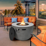 Round 50000 BTU Concrete Propane Fire Pit Table With Lava Rocks & PVC Cover, 36"